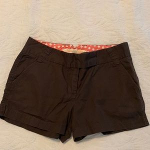 J. Crew Shorts: Mocha with Pink & White Polka Dot Lined, Pockets, Belt Loops EUC